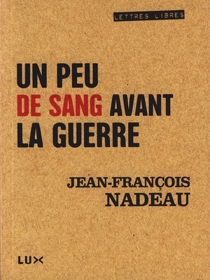 cover image of Un peu de sang avant la guerre